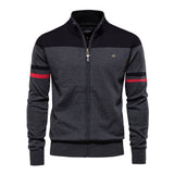Men's Striped Zip-Up Knit Jacket