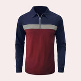 Men's Colour Block Quarter Zip Polo Sweater