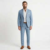 Men's Elegant Green Linen Spring Slim Fit Two Piece Set