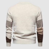 Men's Striped Cable Knit Crew Neck Sweater