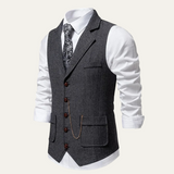 Men's Classic Tweed Tailored Suit Gilet