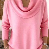 Women's Ribbed Cowl Neck Long-Sleeve Sweater