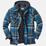 Men's Checked Hooded Padded Full-Zip Jacket