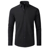 Men's Fitted Long Sleeve Point Collar Shirt
