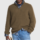 Men's Cashmere Long-Sleeve Zip Sweater, Casual