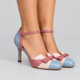 Women's Color-Block Bow Ankle-Strap Stiletto Pumps