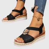 Women's Textured Strap Cushioned Platform Sandals