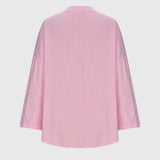 Women's Loose V-Neck Cotton Blend Blouse