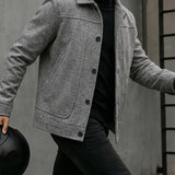 Men's Tailored Button-Front Jacket in Space Grey