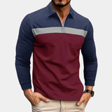 Men's Colour Block Quarter Zip Polo Sweater