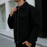 Men's Relaxed-Fit Collared Utility Jacket with Pockets