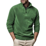 Men's Half-Zip Stand-Collar Fleece Sweater