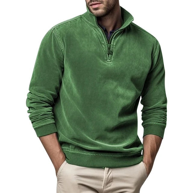Men's Half-Zip Stand-Collar Fleece Sweater