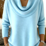 Women's Ribbed Cowl Neck Long-Sleeve Sweater
