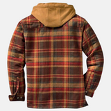 Men's Checked Hooded Padded Full-Zip Jacket