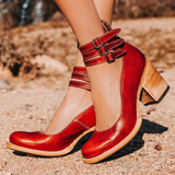 Women's Cut-Out Block Heel Buckle Sandals