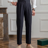 Men's High Waist Straight Leg Dress Trousers