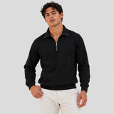 Men's Collared Quarter-Zip Ribbed-Trim Pullover