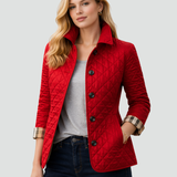 Women's Quilted Point Collar Button-Front Jacket