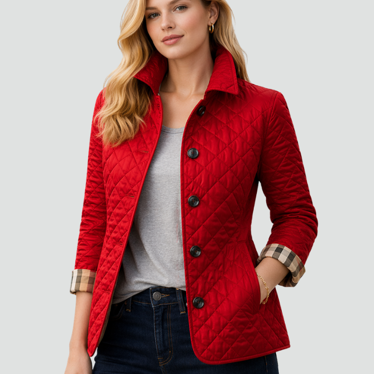 Women's Quilted Point Collar Button-Front Jacket