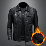 Men's Faux Leather Zip Front Jacket
