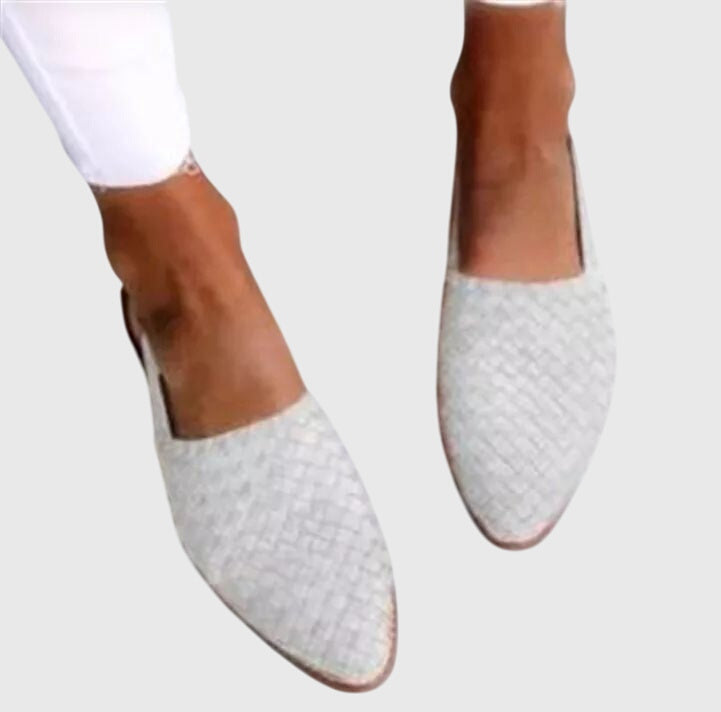 Women's Woven Synthetic Leather Slip-On Flat Sandals