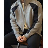 Men's Colour Block Zip-Up Knit Jacket
