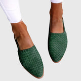 Women's Woven Synthetic Leather Slip-On Flat Sandals