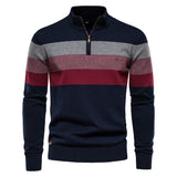 Men's Striped Quarter Zip Pullover Sweater