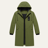Men's Waterproof Windproof Hooded Long Rain Jacket