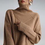 Women's Textured Knit Cashmere Turtleneck Sweater