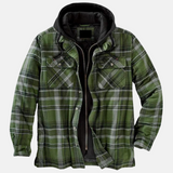 Men's Checked Hooded Padded Full-Zip Jacket