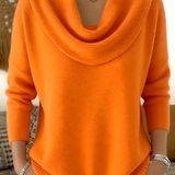 Women's Ribbed Cowl Neck Long-Sleeve Sweater