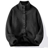 Men's Mock Neck Button Knit Sweater