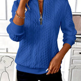 Cable Knit Zip Neck Pullover Sweater
