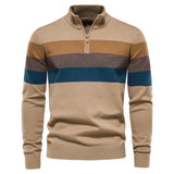 Men's Striped Quarter Zip Pullover Sweater