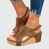 Women's Open-Toe Slip-On Platform Wedge Sandals