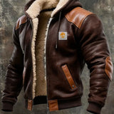 Men's Sherpa Lined Hooded Bomber Jacket