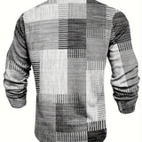 Men's Geometric Print Henley Long Sleeve Shirt