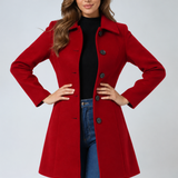 Women's Tailored Longline Single-Breasted Collared Coat
