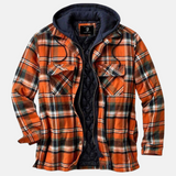 Men's Checked Hooded Padded Full-Zip Jacket