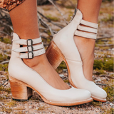 Women's Cut-Out Block Heel Buckle Sandals