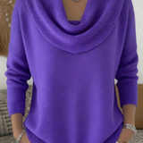 Women's Ribbed Cowl Neck Long-Sleeve Sweater