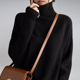 Women's Textured Knit Cashmere Turtleneck Sweater