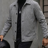 Men's Tailored Button-Front Jacket in Space Grey