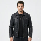 Men's Faux Leather Zip Front Jacket