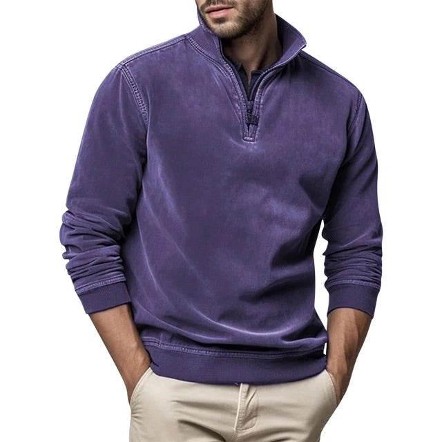 Men's Half-Zip Stand-Collar Fleece Sweater