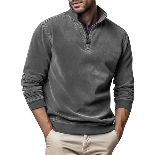 Men's Half-Zip Stand-Collar Fleece Sweater
