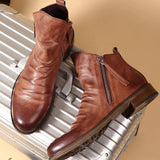 Men's Side Zip Leather Ankle Boots