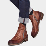 Men's Side Zip Leather Ankle Boots